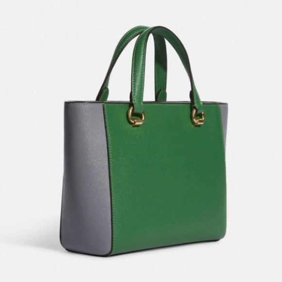 New Coach Alice Satchel in Colorblock / Crossgrain Leather / Green-Grey - Picture 8 of 13